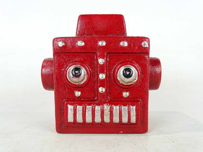 Robot Bank: Cast iron robot bank. 5" Ht..