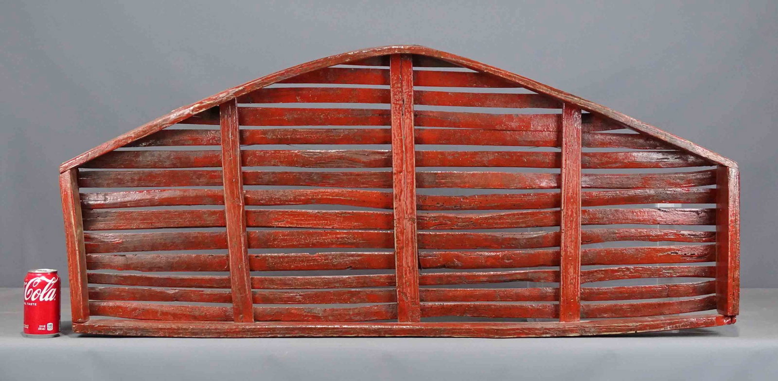 Primitive Wooden Sieve: Primitive wooden slat sieve in vibrant paint. 50" x 21 1/2".
