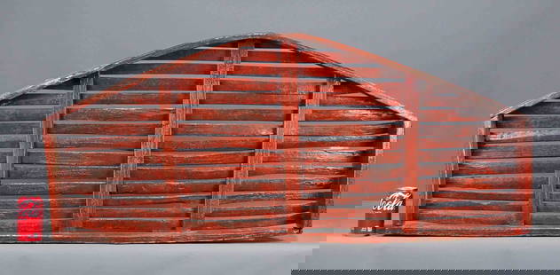 Primitive Wooden Sieve: Primitive wooden slat sieve in vibrant paint. 50" x 21 1/2".