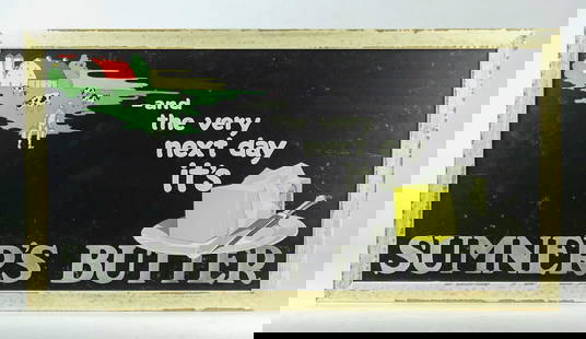 Hand Painted Trade Sign: Hand painted Sumner's Butter trade sign. Overall in frame 11 1/2" x 21 1/2".