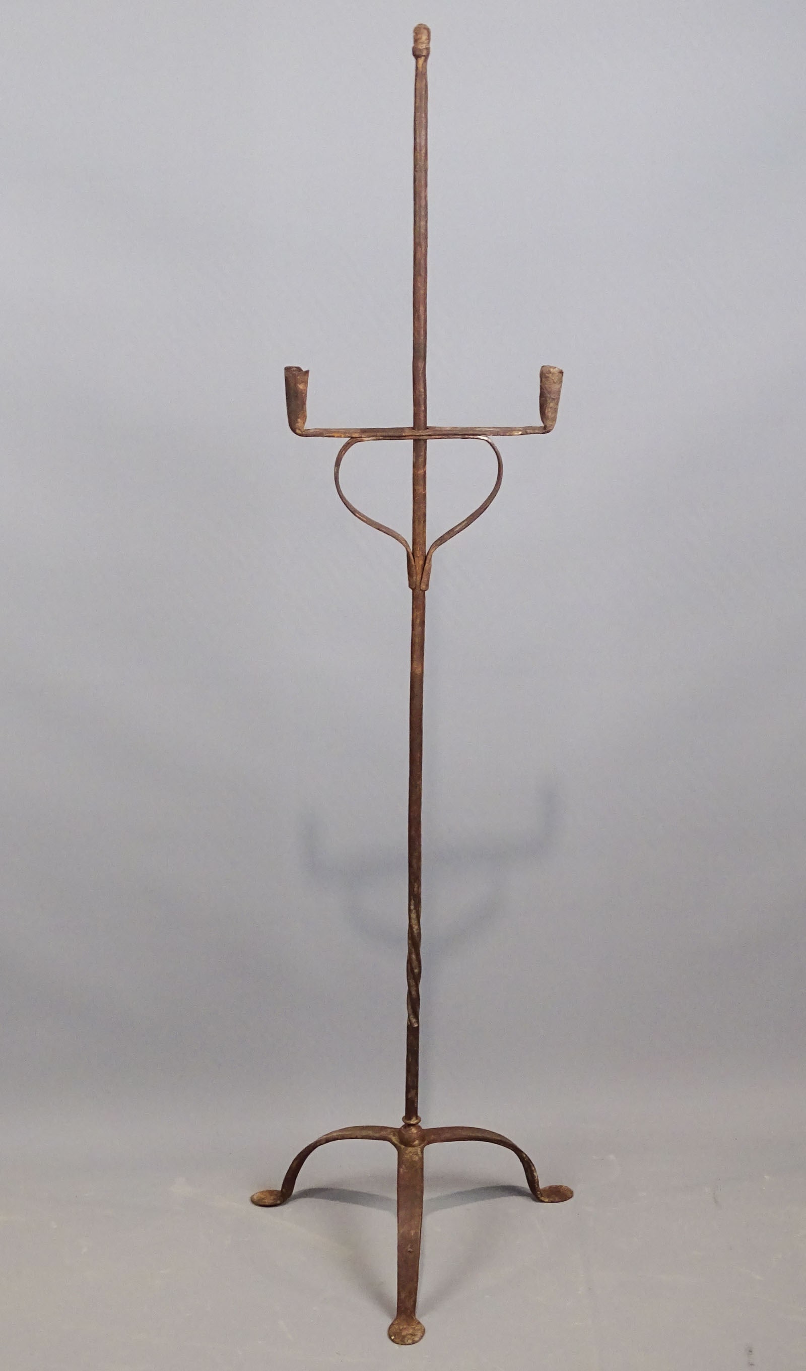 Iron Floor Candleholder: Iron floor candleholder. 46" Ht..