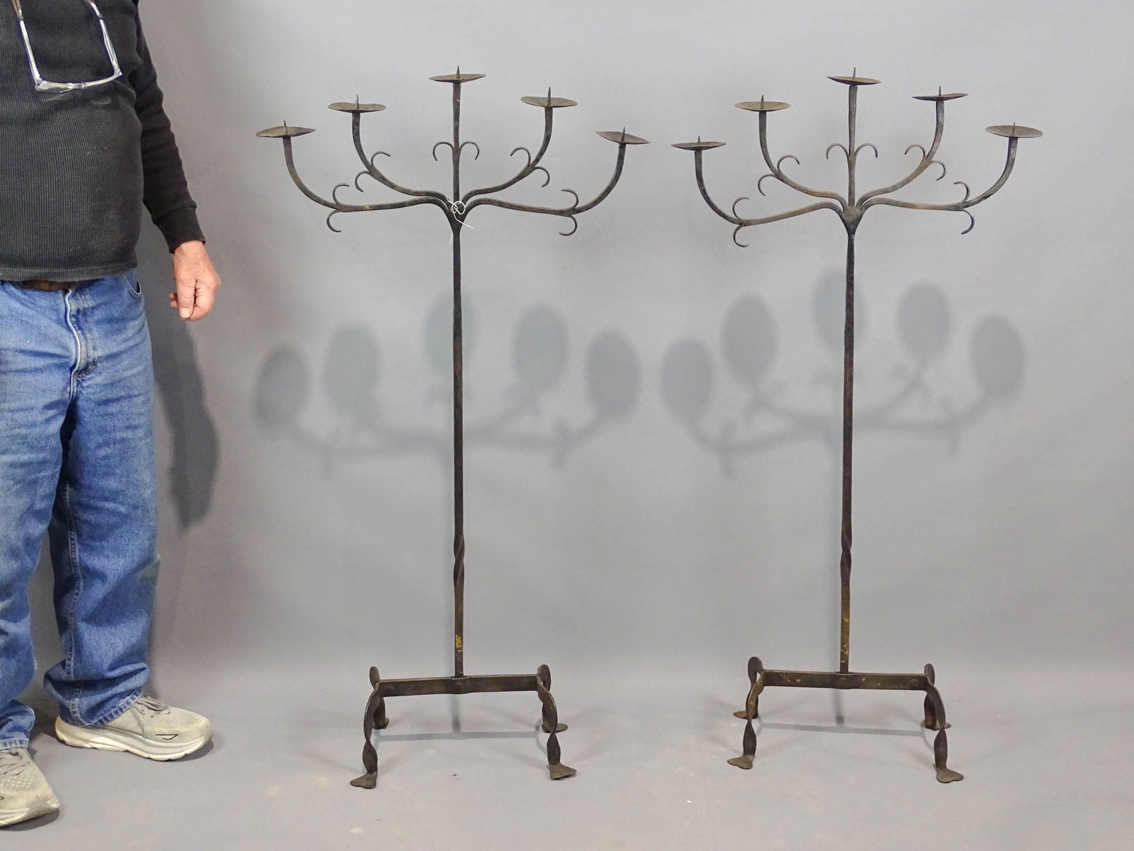 Pair Iron Prickett Floor Standards (1 of 4)