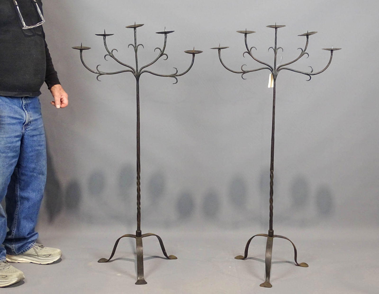 Pair Iron Prickett Floor Standards (1 of 4)