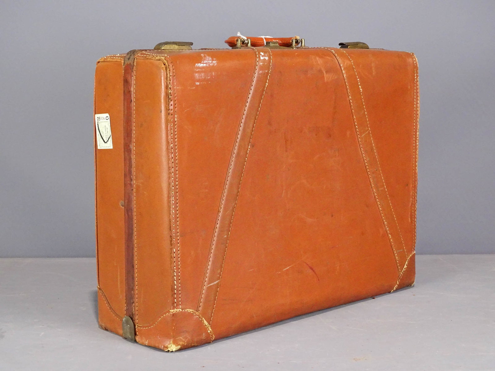 Vintage Suitcase: Vintage calf leather gentleman's suitcase. 24" x 8" x 18".