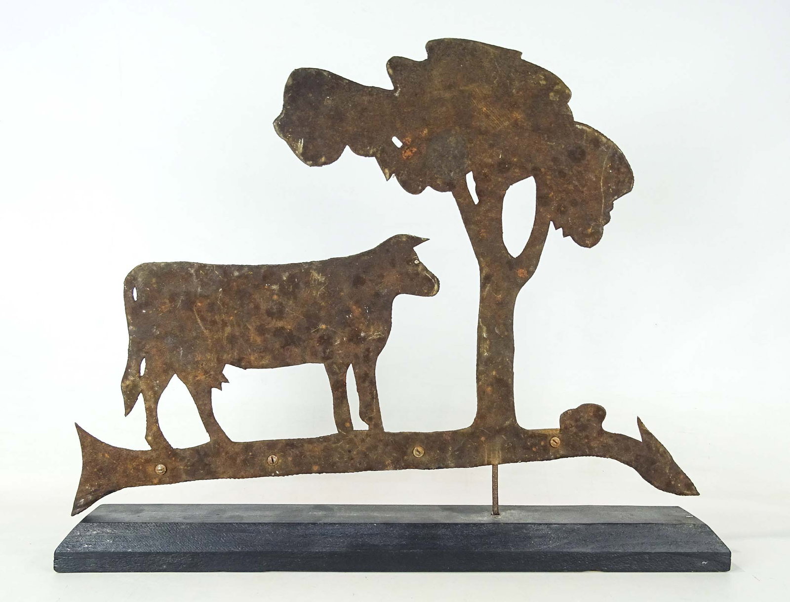 Cow Weathervane: Sheet metal cow weathervane. 21" x 17 1/2".