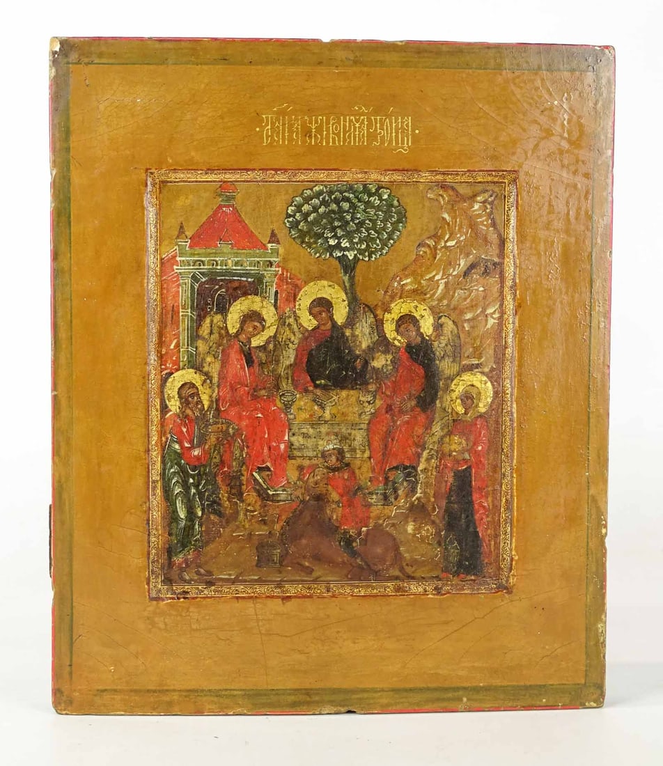 Religious Icon: Religious Icon painted on wood. 13" x 11". Provenance: The Edward Herrmann Estate, Salisbury Connecticut.