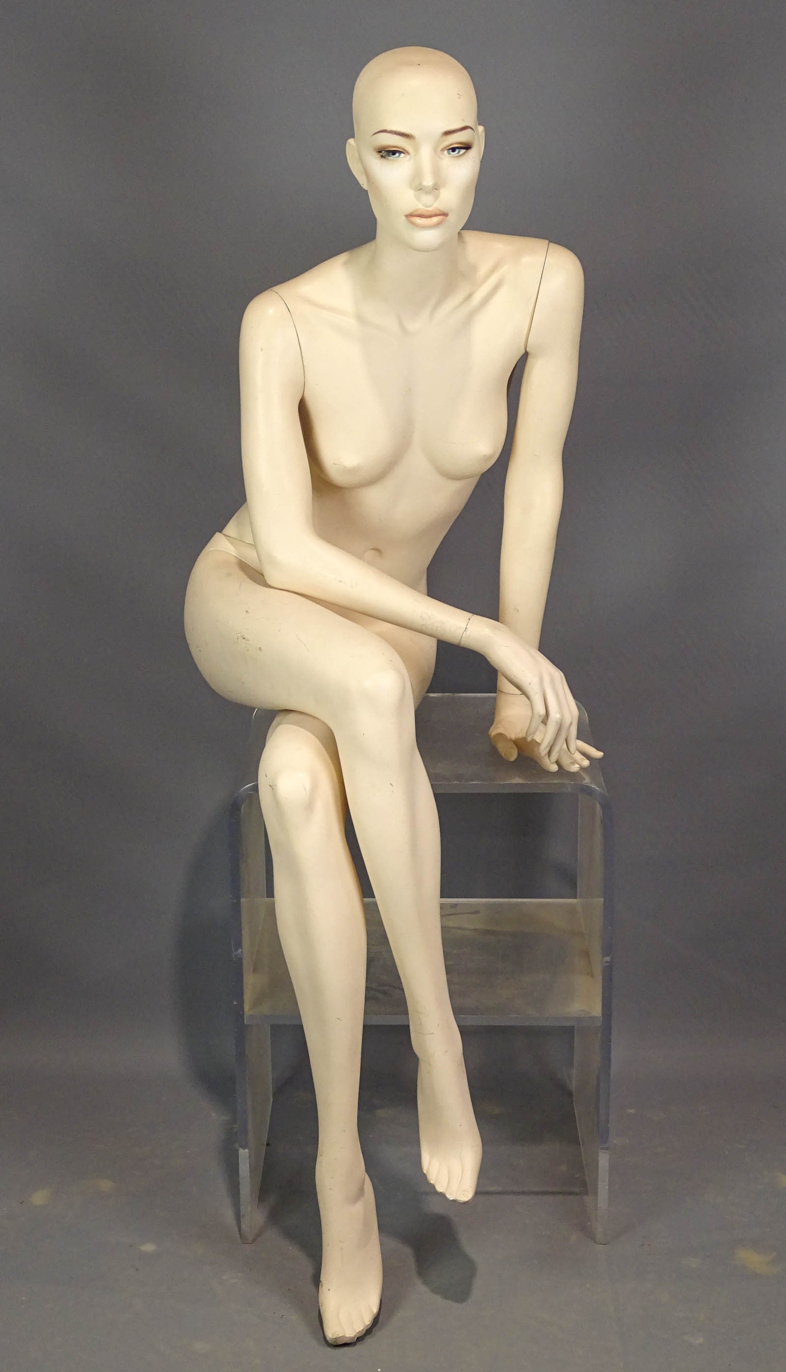 Mannequin: Mannequin, seat position. Detachable arms and legs. 58" Ht.. Provenance: The Edward Herrmann Estate, Salisbury Connecticut.