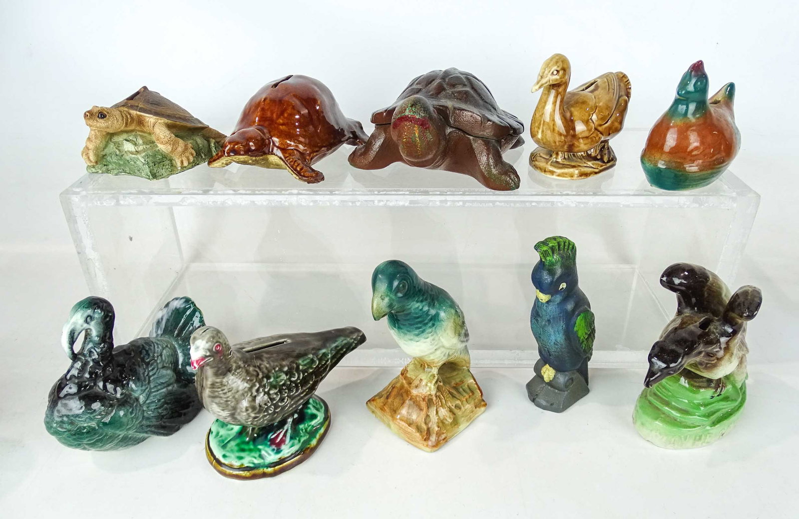 Bank Lot: Lot (10) ceramic, cast iron and composition animal banks.