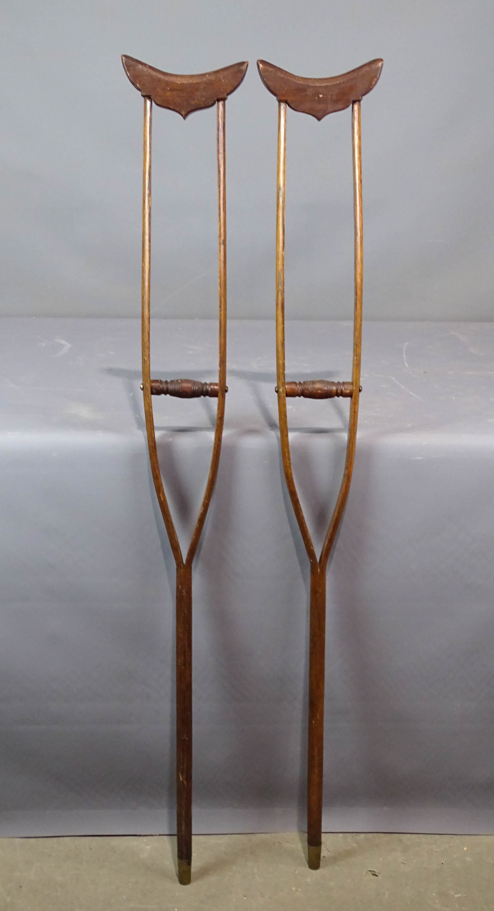 19th c. Wooden Crutches: Pair of 19th c. wooden crutches. 50 1/2" L..