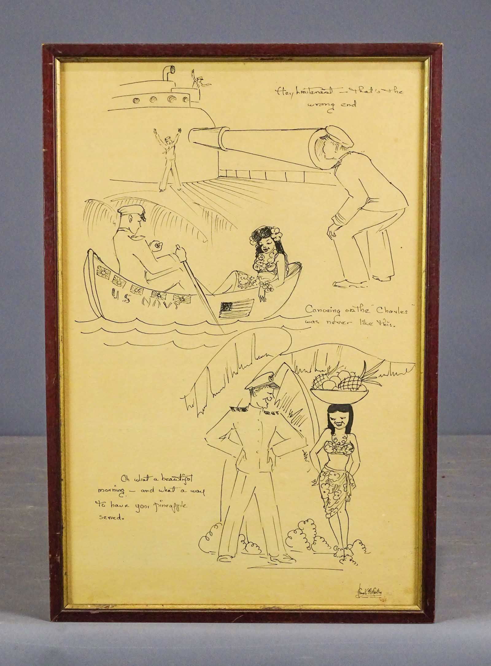 U.S. Navy Military Cartoon Drawings (1 of 5)