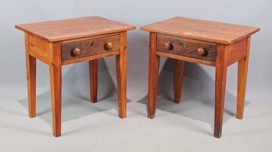 Pair Single Drawer Stands: Pair of early single drawer stands. 20" x 15" x 21".