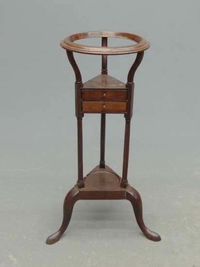 Wig Stand: 19th c. two drawer wig stand. 31 1/2" Ht.
