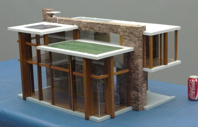 Architectural Model: Architectural house model. Has working solar panels. 29" X 21" X 19".