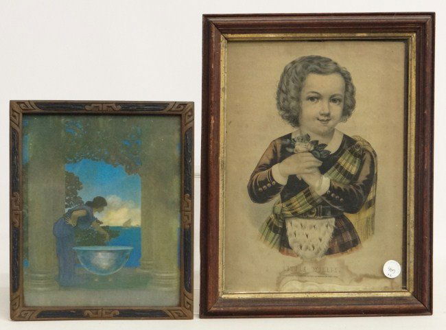 Artwork Lot: Lot including Currier and Ives print and Maxfield Parrish print.