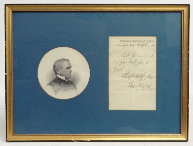John Adams Dix Autographed Letter: Dated Sept. 1864 letter signed by John A. Dix politician from New York. Sight 7" x 4 1/2".