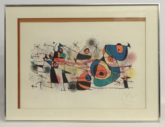 Joan Miro Etching: Joan Miro limited edition etching. Comes with COA "Studio Art Gallery N.Y.C.", sight 18 1/2" x 27".