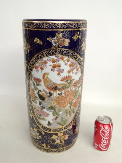 Umbrella Holder: Asian pottery umbrella holder. 18 1/2" Ht.