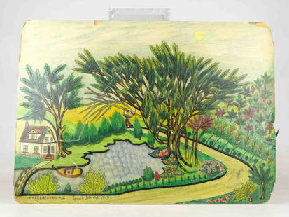 Israel Litwak (1867-1940): Painting: Israel Litwak (1867-1940), "Warrensburg, N.Y., 1940", oil on artist board. Unframed. 18" x 25". As found. Provenance: Ed and Anita Holden Collection.