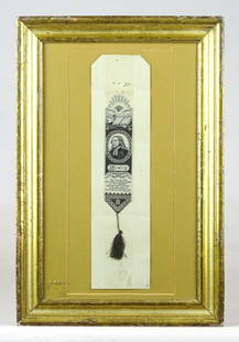 Stevensgraph Bookmark: 19th c. framed Stevensgraph bookmark of John Wesley. Gilded frame. Overall in frame 17 1/2" x 11 3/4". Provenance: Ed and Anita Holden Collection.