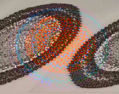 Round Braided Scatter Rug: Round braided scatter rug. 31" D.. Provenance: Ed and Anita Holden Collection.