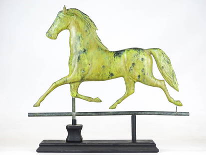 Horse Weathervane: Horse weathervane. Stand included. 26" x 18 1/2". Provenance: Ed and Anita Holden Collection.