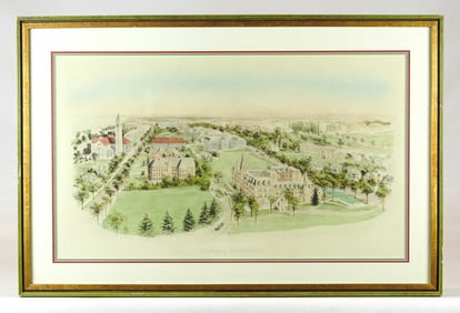 19th c. Lithograph of Cornell University