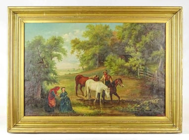 Painting: 19th c. Landscape with Figures