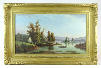 Painting: 19th c. Landscape with Lake
