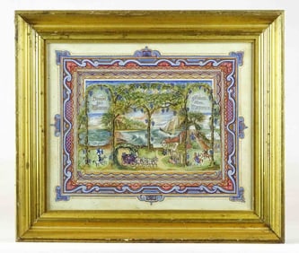 19th c. Folk Art Watercolor