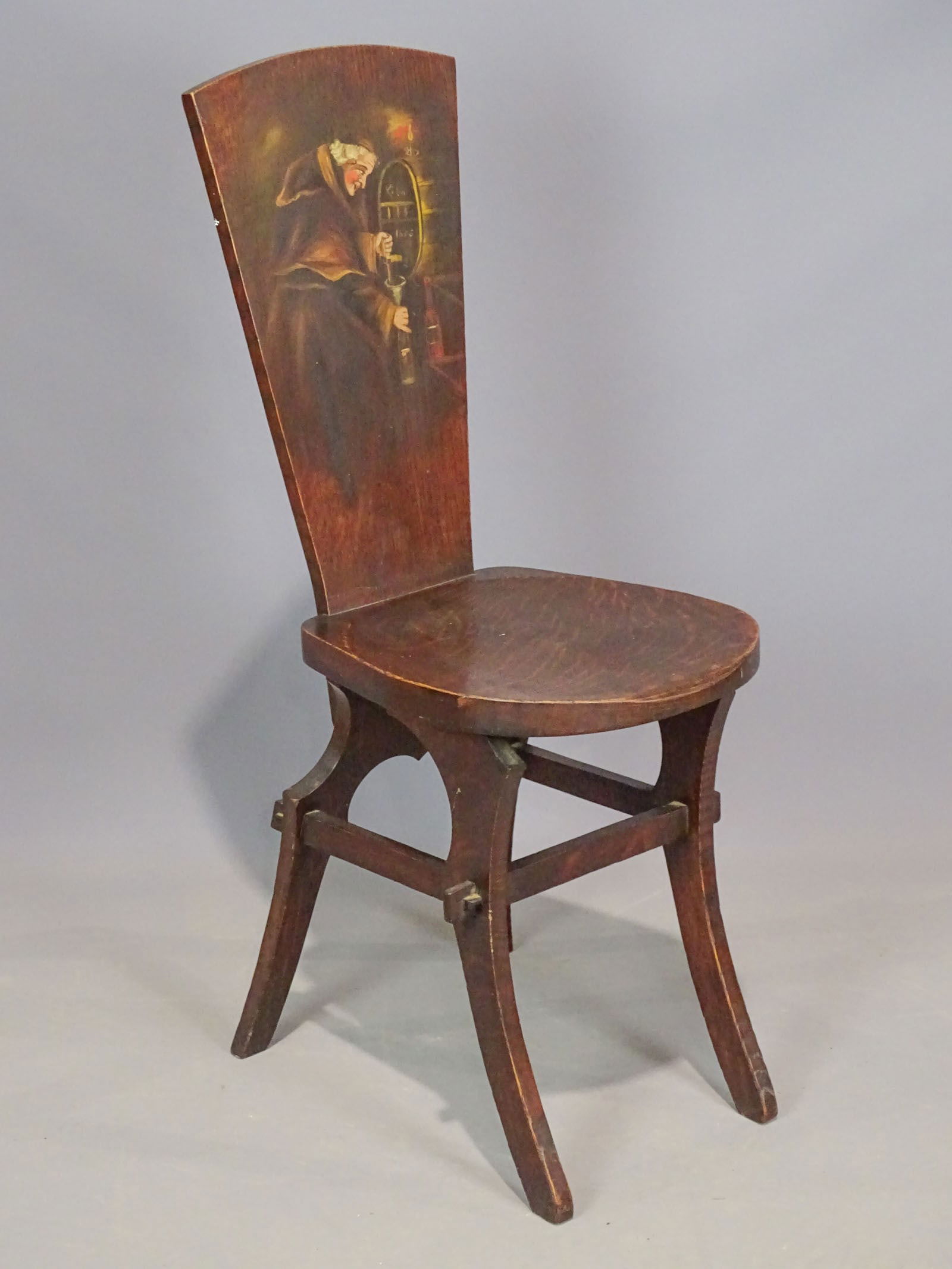 19th c. Oak Hand Painted Chair (1 of 4)