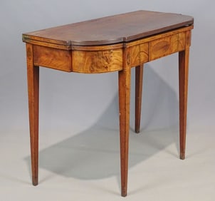 19th c. Hepplewhite Inlaid Card Table