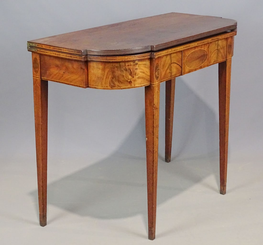 19th c. Hepplewhite Inlaid Card Table (1 of 5)