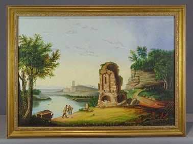 Painting: 19th c. Landscape with Ruins