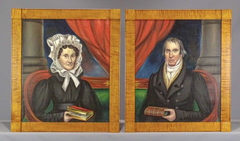 Pair 19th c. Ancestral Portraits