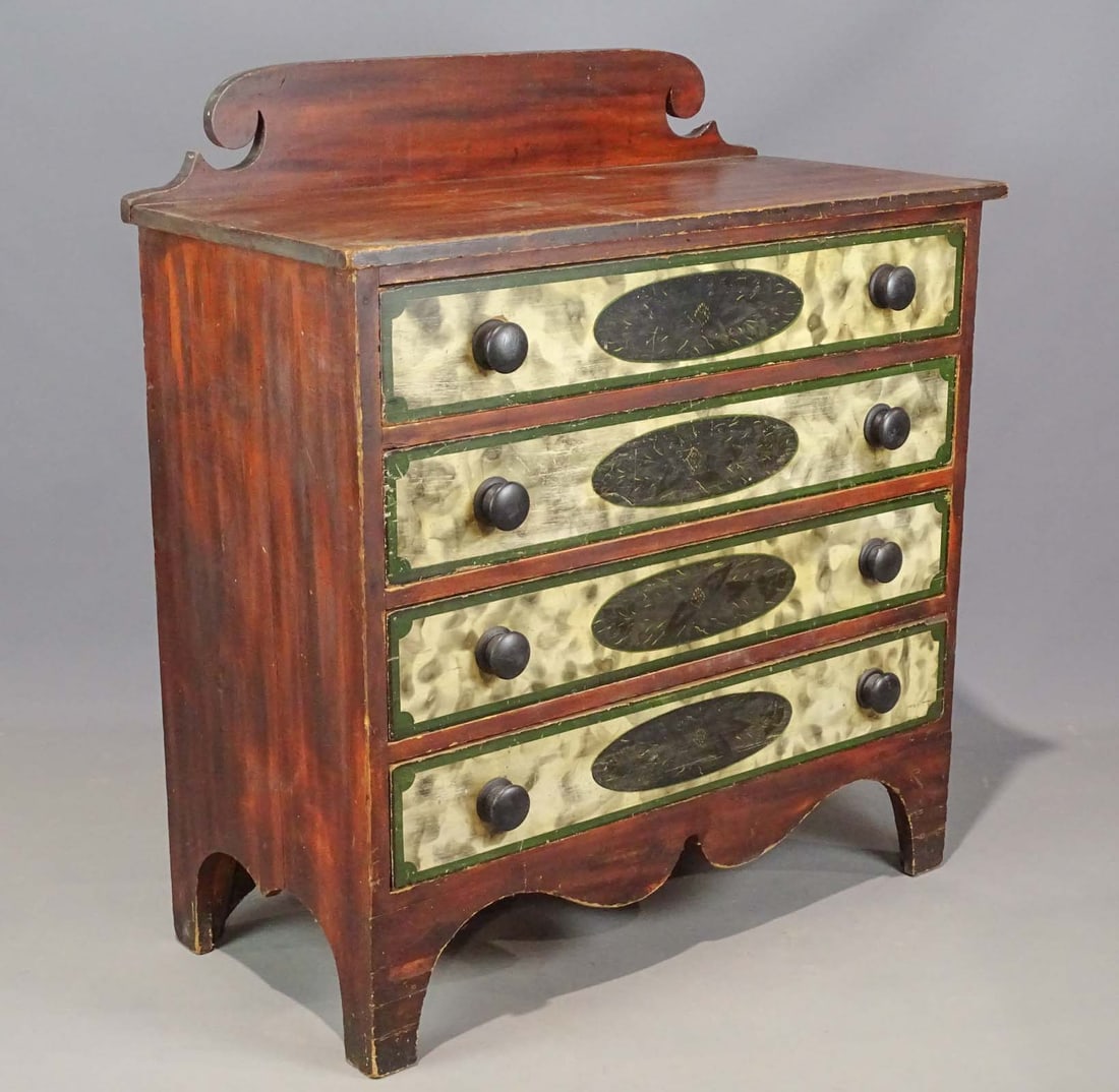 19th c. Maine Painted Chest of Drawers (1 of 6)