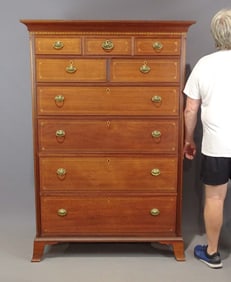 18th c. Pennsylvania Inlaid Tall Chest of Drawers