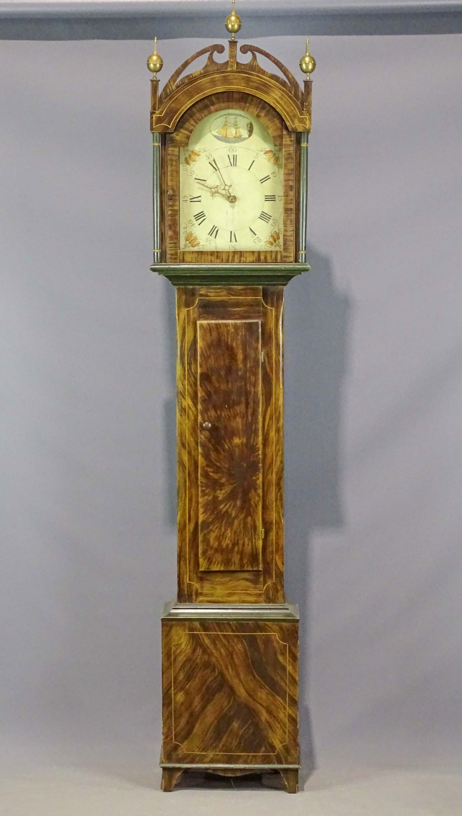 19th c. Paint Decorated Tall Case Clock (1 of 16)