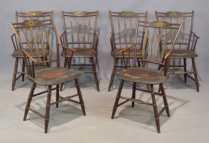 Set of (6) 19th c. Windsor Chairs