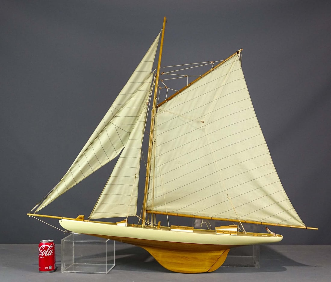 Wooden Boat Model: Wooden boat model. 47" x 41".