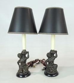 Pair Cast Figural Table Lamps