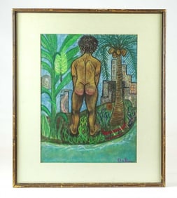 Painting: Outsider Subject Signed Baker