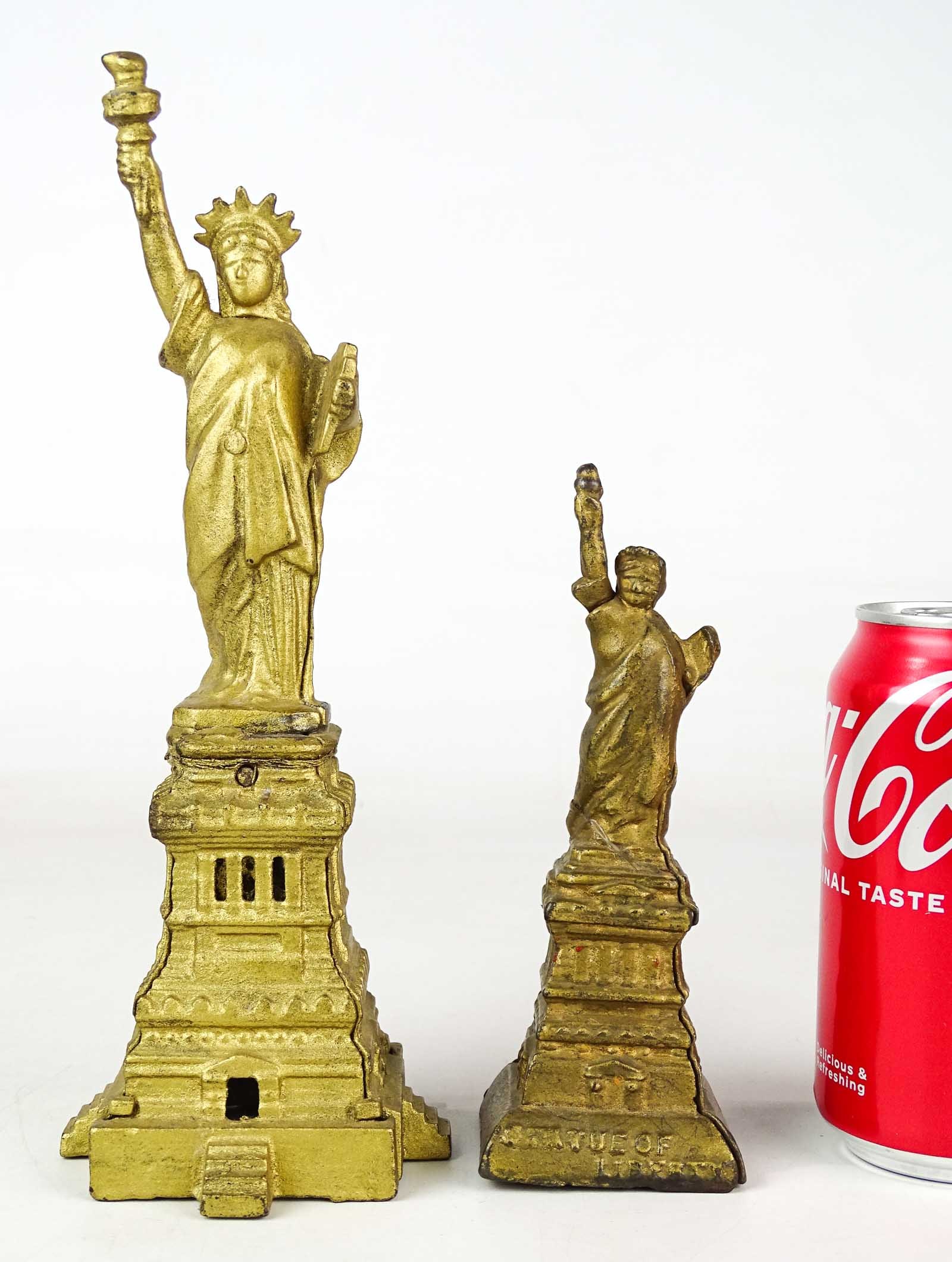 Bank Lot: Lot (2) cast iron Statue of Liberty banks.