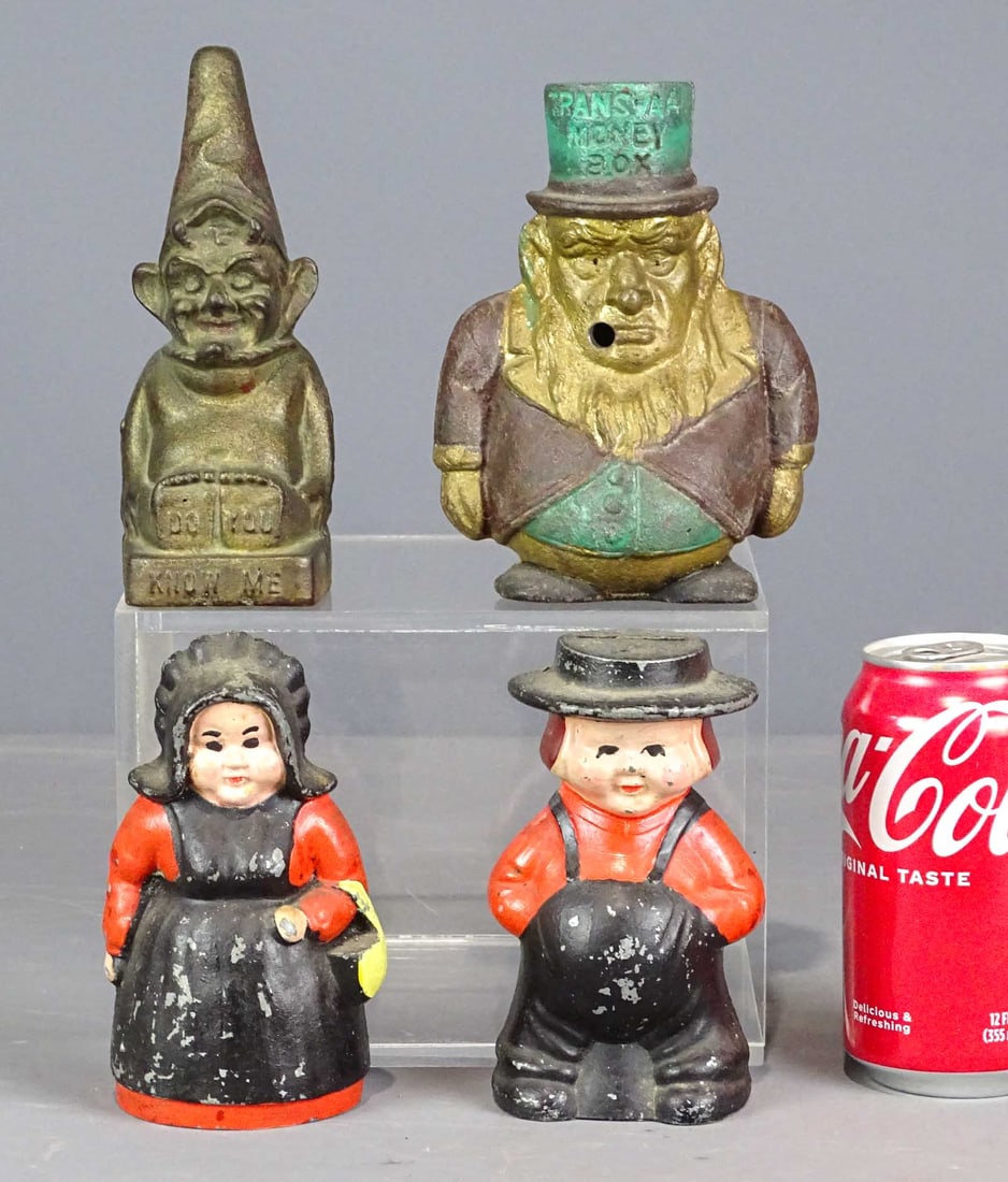 Bank Lot: Lot (3) still banks including Amish couple, Transvaal Money Box, "Do You Know Me".