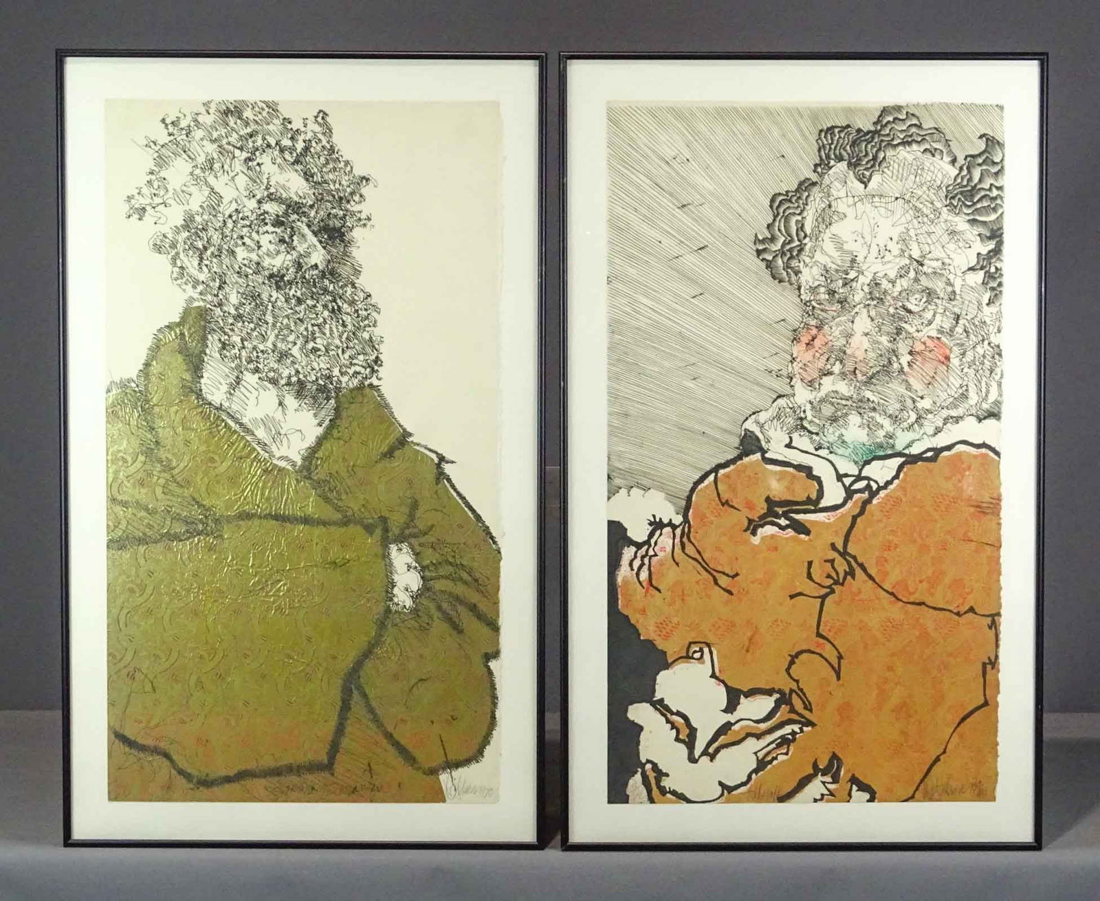 David Schorr (20th Century): David Schorr (20th Century), (2) etching portraits from Parallel Lives. Signed. Sight 31" x 17 1/2", overall 36" x 22".