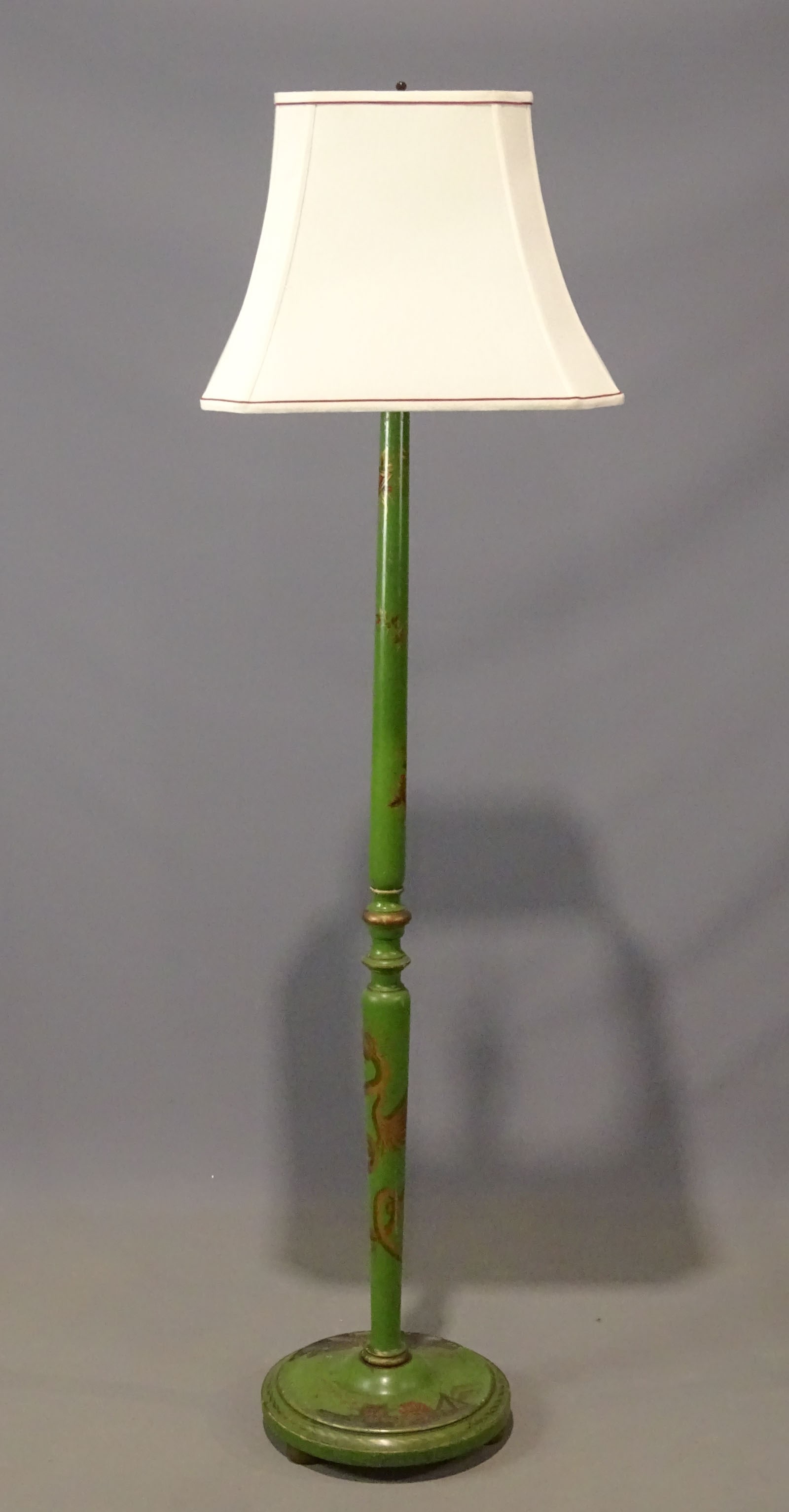 Japanned Floor Lamp: Wooden Japanned floor lamp. 69" Ht..