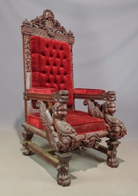 19th c. Carved Throne Chair