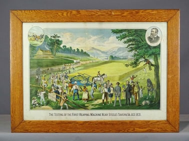 First Reaping Machine Antique Advertising Print