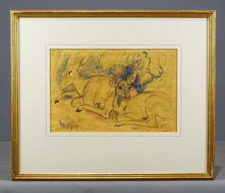 Antique Deer Watercolor