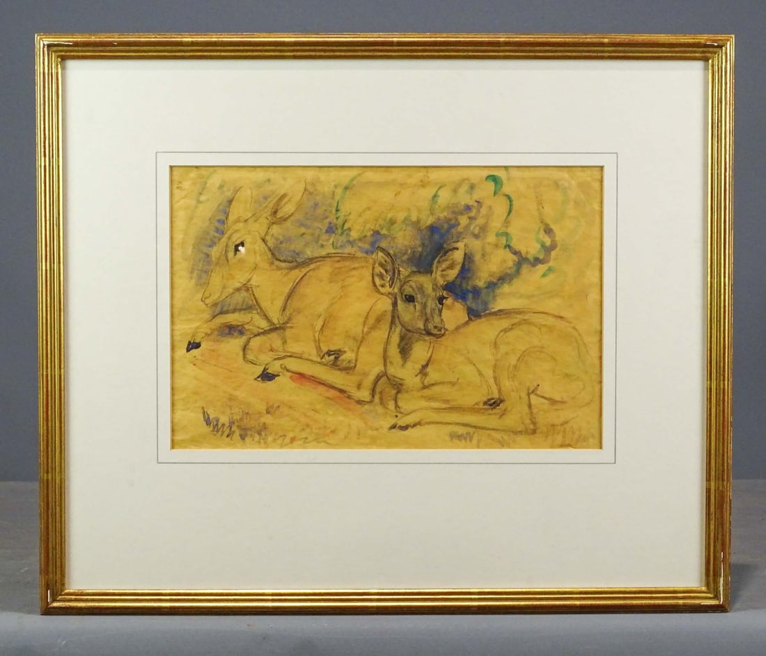 Antique Deer Watercolor (1 of 6)