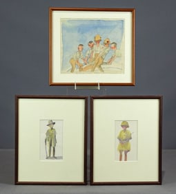 (3) Military Watercolor Paintings, Robert Parker